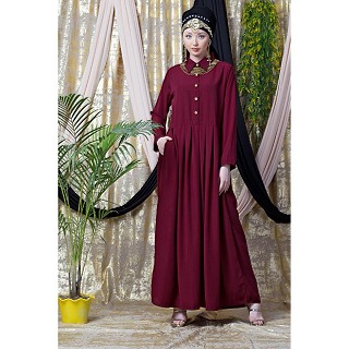 Collared Formal abaya- Maroon